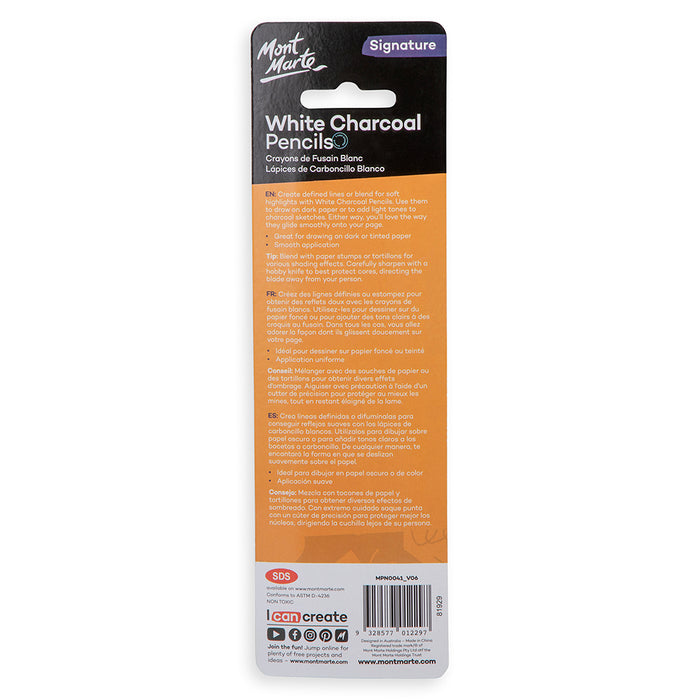 White Charcoal Pencils Signature 3pc