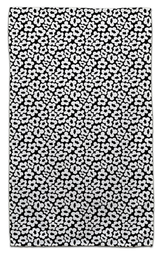 White Flowers on Black Eco-Friendly Towel - CJ Bella Co.