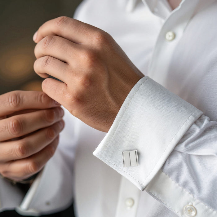 White Striped Cat's Eye Cufflinks