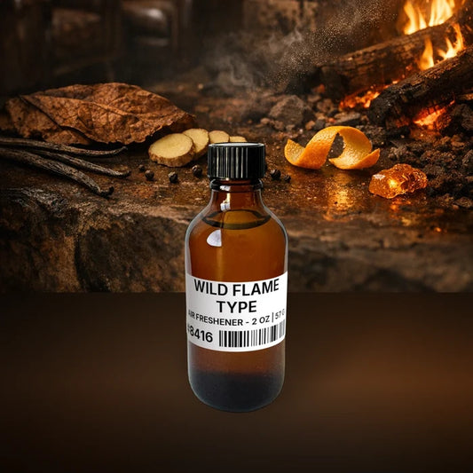 Wild Flame Type Air Freshener - 2 oz | 57 g fragrance bottle image with atmospheric background for Air Freshener. Premium lifestyle product photo for fragrance listing.