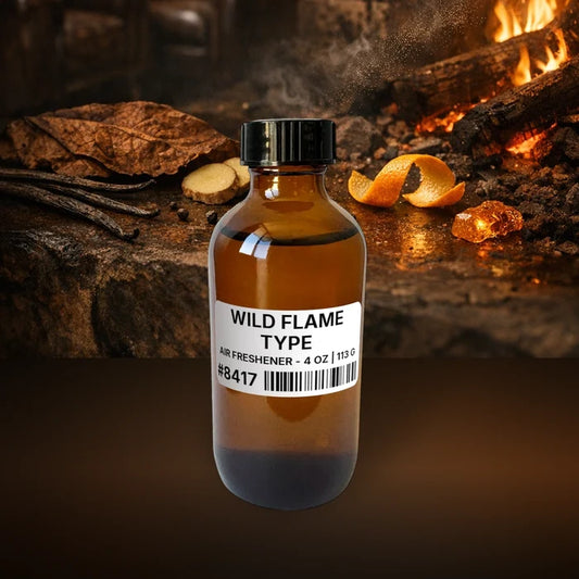 Wild Flame Type Air Freshener - 4 oz | 113 g fragrance bottle image with atmospheric background for Air Freshener. Premium lifestyle product photo for fragrance listing.