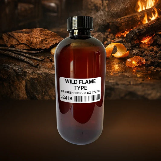 Wild Flame Type Air Freshener - 8 oz | 227 g fragrance bottle image with atmospheric background for Air Freshener. Premium lifestyle product photo for fragrance listing.