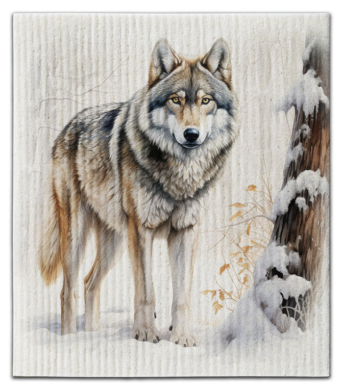 Wolf in Woods Swedish Dishcloth - CJ Bella Co.